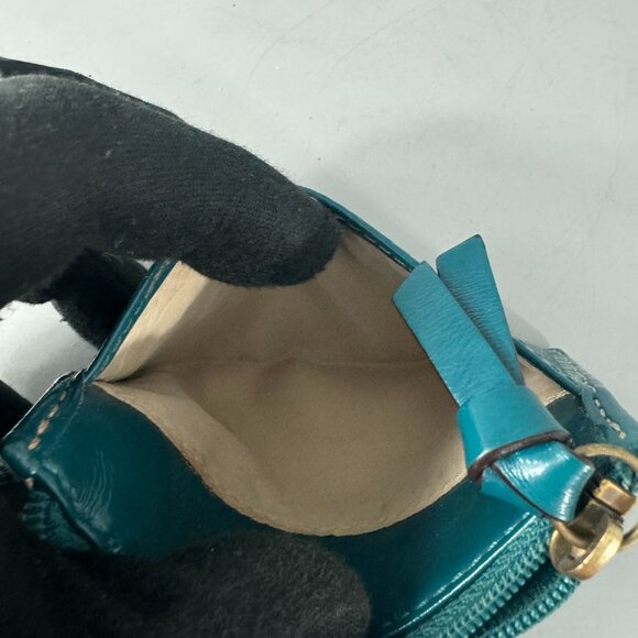 Coach Teal Patent Leather Card Case w/ Keychain - Picture 11 of 13